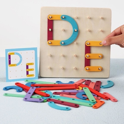 Образования ребенка настольной игры зигзага игрушки игрушки Montessori головоломки доски ногтя образование геометрического деревянного предыдущего воспитательное деревянное