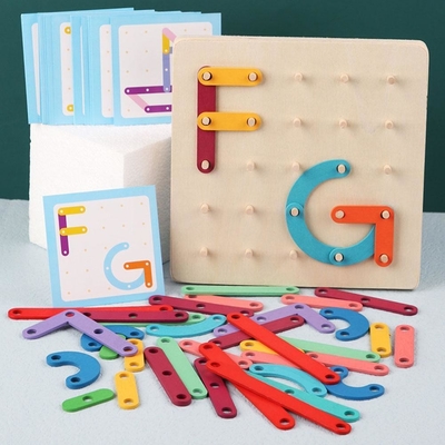 Образования ребенка настольной игры зигзага игрушки игрушки Montessori головоломки доски ногтя образование геометрического деревянного предыдущего воспитательное деревянное