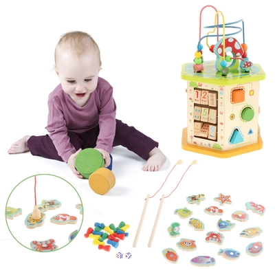 Куб деятельности при Montessori большой деревянный для младенца младенца детей Нового Года