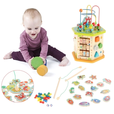 Куб деятельности при Montessori большой деревянный для младенца младенца детей Нового Года