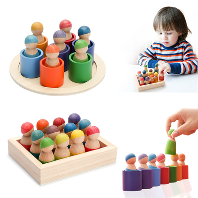 Блок радуги Montessori воспитательный деревянный считая детей головоломки игры