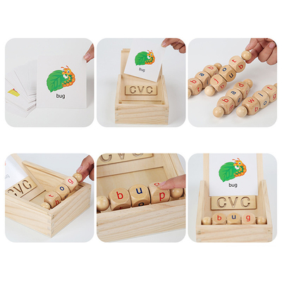 Чтение Montessori деревянное преграждает вращая учить алфавита письма закручивая