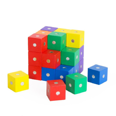 Блоки 10pc 2X2X2cm воспитательной квадратной радуги куба магнитные деревянное