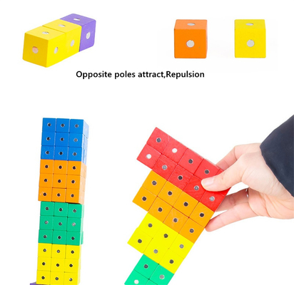 Блоки 10pc 2X2X2cm воспитательной квадратной радуги куба магнитные деревянное