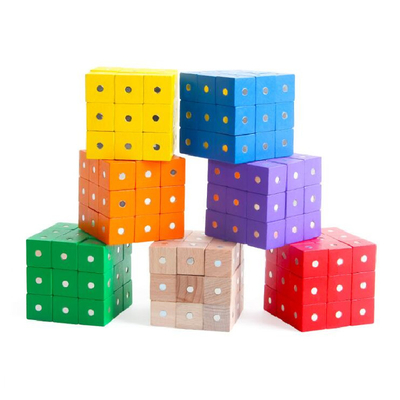 Блоки 10pc 2X2X2cm воспитательной квадратной радуги куба магнитные деревянное