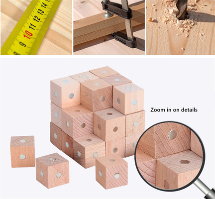 Блоки 10pc 2X2X2cm воспитательной квадратной радуги куба магнитные деревянное