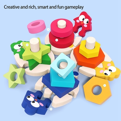Деревянные штабелируя игрушки сортируя для Preschool мальчиков девушек предыдущего уча
