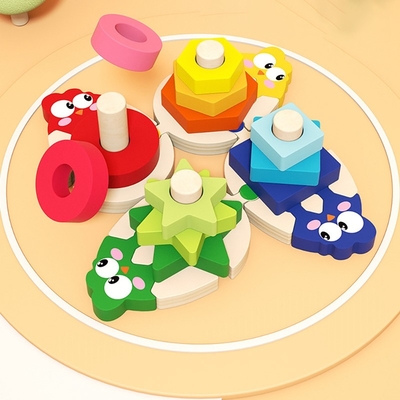 Деревянные штабелируя игрушки сортируя для Preschool мальчиков девушек предыдущего уча