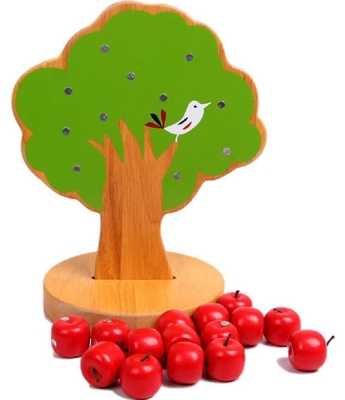 Игрушки младенца Montessori яблони деревянные для детей комплектуют плод воспитательный