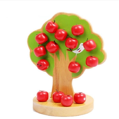Игрушки младенца Montessori яблони деревянные для детей комплектуют плод воспитательный