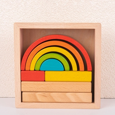 Деревянная головоломка вложенности штабелеукладчика преграждает Montessori штабелируя игру для Preschool