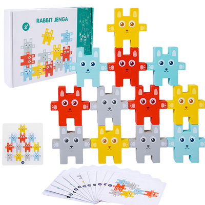Животное Montessori детей штабелируя игры Jenga кролика игрушек блоков балансируя