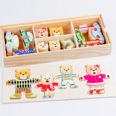 деревянное животное платье медведя кролика мультфильма мозаик 72pcs