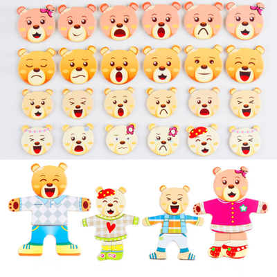 деревянное животное платье медведя кролика мультфильма мозаик 72pcs