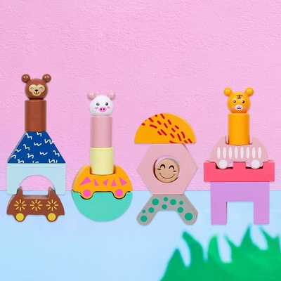 Деревянная тележка поезда формирует игрушку DIY воспитательную для Preschool малыша