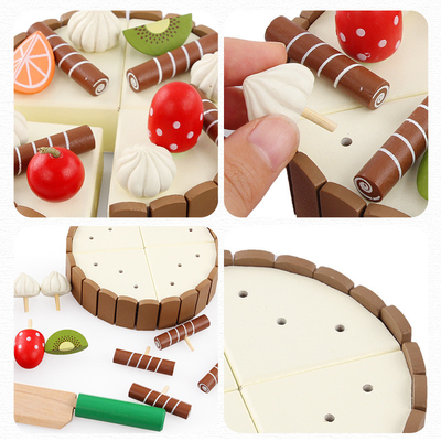 Кухня симуляции 17PCS деревянная мини установила DIY магнитный для предыдущее воспитательного