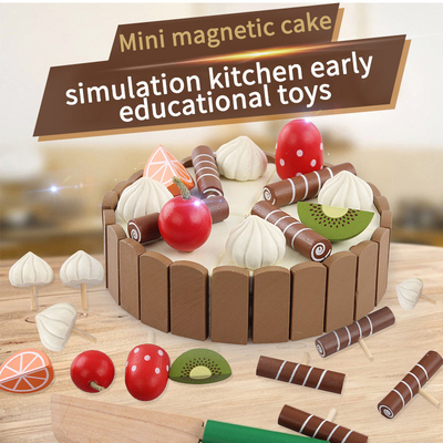 Кухня симуляции 17PCS деревянная мини установила DIY магнитный для предыдущее воспитательного