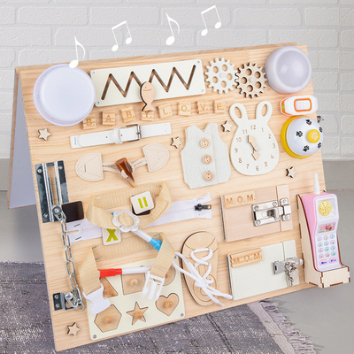Игрушки предыдущей воспитательной DIY Handmade занятой доски Montessori деревянные для малышей