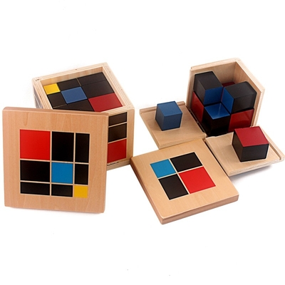 Куба куба Montessori игрушки арифметического алгебреического двухчленного триномиального деревянные