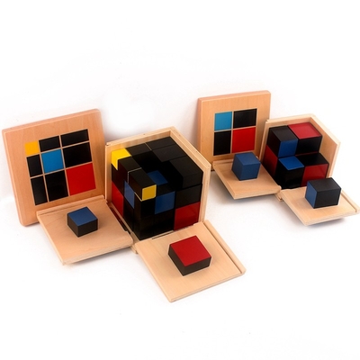 Куба куба Montessori игрушки арифметического алгебреического двухчленного триномиального деревянные