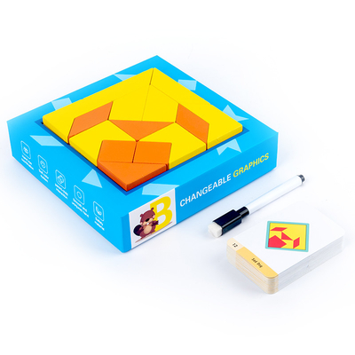 Игрушки детей деревянные делают по образцу Tangram Montessori творческих способностей мозаики
