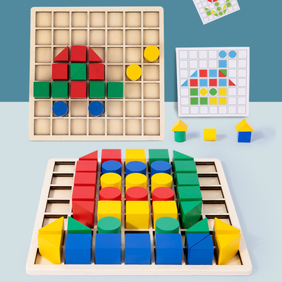 Дети Montessori творческой деревянной головоломки блока уча раньше воспитательные