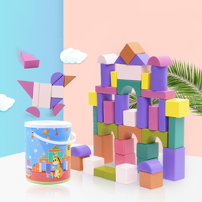 Малыши DIY ягнятся строительные блоки больших частиц деревянные красочные