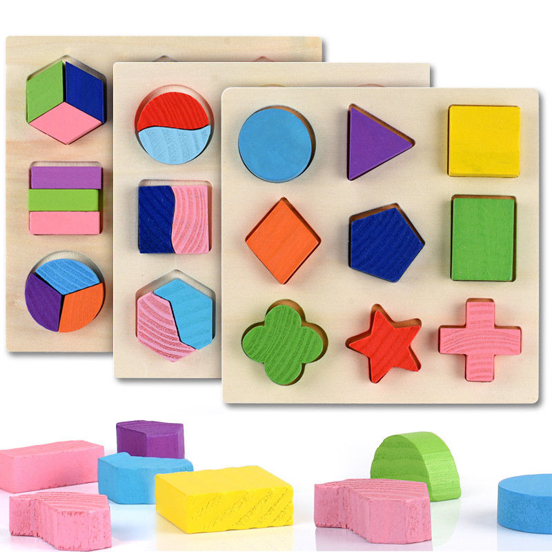 Сортирующ деревянного младенца Montessori забавляется геометрический деревянный Preschool блоков 15cm