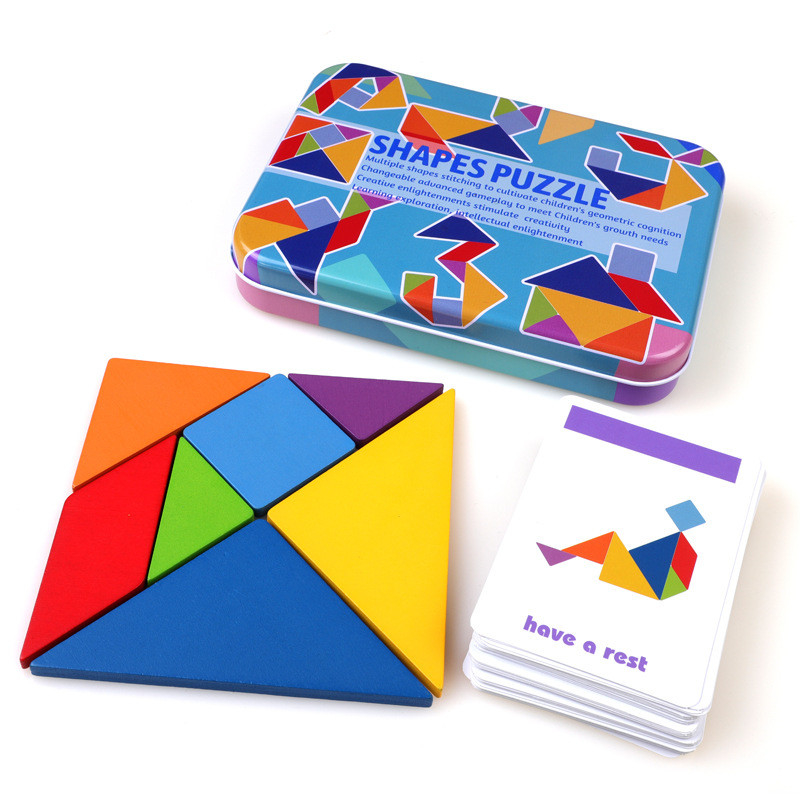 игрушка Tangram деревянной мозаики картины 3D животной красочная ягнится образование Montessori предыдущее сортируя детей игрушек игр