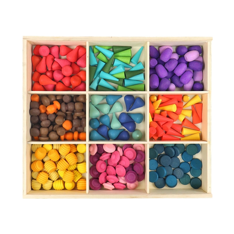 Части красочное Montessori деревянной радуги свободные для Preschool младенца