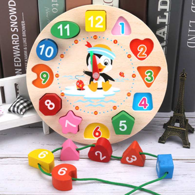 Шарики Montessori красочных деревянных часов цифров вышитых бисером животные воспитательные озадачивают устройства соответствуя ребенк игрушки часов
