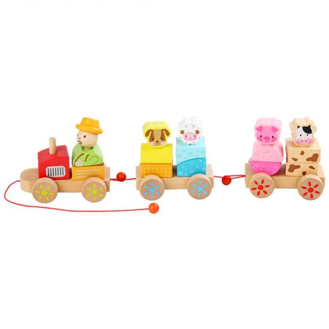 Деревянная тележка поезда формирует игрушку DIY воспитательную для Preschool детей малыша